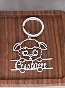 A Cute Lamb Cartoon Animal Design With A Customized Name Keychain, An Ideal Gift For Family And Friends. Valentine's Day Gift