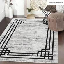 1 pieza Alfombra de área con patrón de cuadros geométricos [Terciopelo de cristal, fondo punteado, 5 mm de grosor] - Impermeable, antideslizante, fácil de limpiar, lavable a máquina, suave y cómoda, adecuada para felpudo, cocina, sala de estar, dormitorio, pasillo, baño, lavandería, decoración del hogar, decoración del baño, alfombra para exteriores, felpudo, decoración de otoño, accesorios de baño, de vuelta al colegio