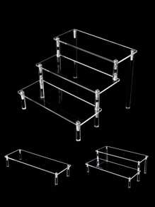 1 件透明单/双层/三层亚克力阶梯式展示架，现代简约多用途化妆品、香水、收藏品展示架，适用于客厅、卧室、办公桌