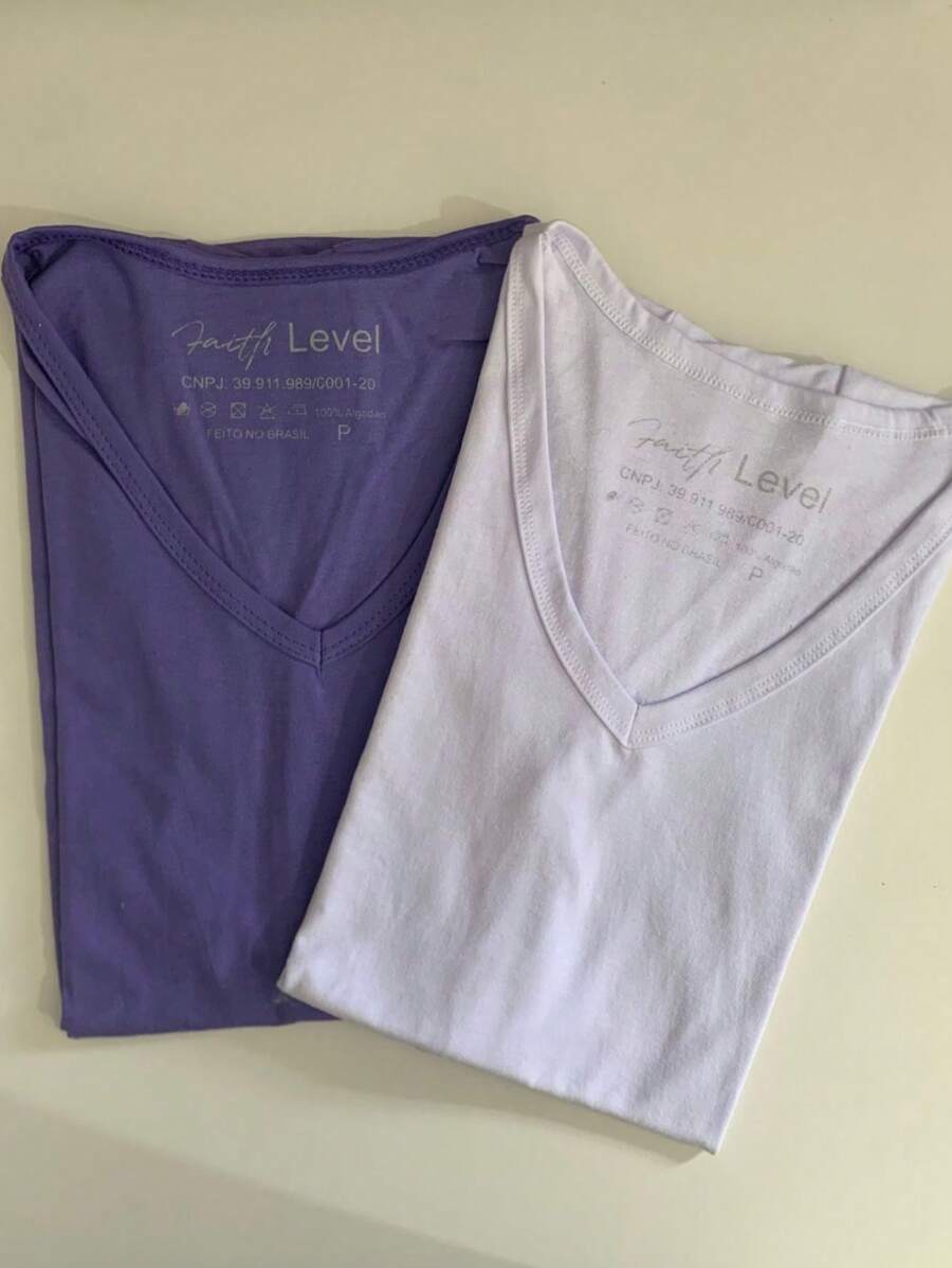 V Neck T-Shirt Kits Women's Clothing Blouse And T-Shirt 100% Cotton Fabric Quality Modern - 白色與活力 - 查看 1