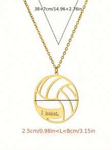 1 Pc Personalized Score Style, Custom Volleyball Name Necklace - Stainless Steel, Sports Simple Design, Perfect Gift For Basketball Player, Very Memorable - Multicolor - View 6