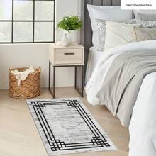 1 pieza Alfombra de área con patrón de cuadros geométricos [Terciopelo de cristal, fondo punteado, 5 mm de grosor] - Impermeable, antideslizante, fácil de limpiar, lavable a máquina, suave y cómoda, adecuada para felpudo, cocina, sala de estar, dormitorio, pasillo, baño, lavandería, decoración del hogar, decoración del baño, alfombra para exteriores, felpudo, decoración de otoño, accesorios de baño, de vuelta al colegio