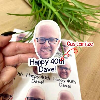 Custom Photo Stickers, Personalized Face Stickers, Custom Logo Stickers, Children's Birthday Party Photo Decorations, Sponsor Stickers For Water Bottles, Laptops, Multi-Functional, Adjustable, Durable, Anti-Mold, Ornamental, Adhesive, Reusable, Cute, Stylish, Adorable, High-Quality, Colorful, Custom, Unique, Personalized, Ideal Gifts For Him, For Anniversaries, For Birthdays, For Housewarming, For Graduation, Kitchen, Dining Room, Bedroom, Office, Living Room, Home, Garden, Tea Room, Back To School Fashion