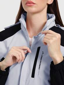 Speed mate Graphene Down Jacket With Contrast Color Blocking And Hoodie, Winter - Grey - View 4