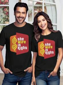 Wife's Right Lovers T-Shirts Matching Couple Tees Funny Wife Shirts For Women - Black - View 1