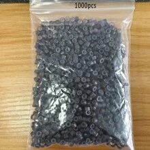 200/500/1000 Stück Mikro-Silikon-Haarverlangerungs-Ringe - Krimpringe für Perücken & Extensions, Aluminiumstange Verbindungsglieder