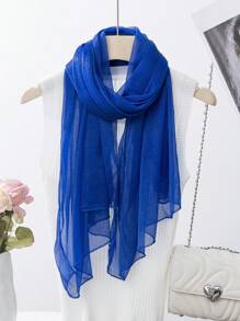 1pc Women Solid Color Sheer Mesh Lightweight Breathable Scarf, Elegant Accessory - Multicolor - View 11