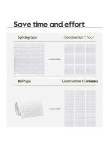 70cmX100/500/1000cm DIY 3D 墙贴墙纸卷自粘泡沫砖软厨房房间墙壁装饰墙板背景墙装饰