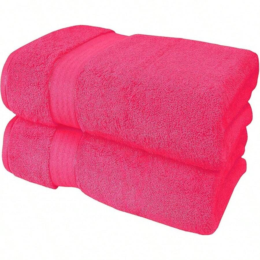 Ultra Soft 8-Piece Towel Set -% Ring Spun Cotton, 2 Oversized Bath Towels 27x54, 2 Hand Towels 16x28, 4 Wash Cloths 13x13 - Daily Use, Hotel & Spa - Olive Green, Luxury Towel Set - 亮粉紅色 - 查看 1
