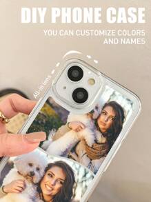 1 pieza Funda de teléfono personalizada para iPhone 11 12 13 14 15 16 Pro Max con collage de fotos DIY personalizadas, transparente, a prueba de choques y de cobertura completa.