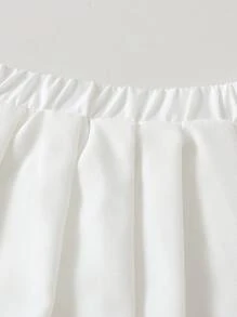 2 件套女婴蝴蝶结装饰休闲 T 恤和百褶裙套装，可爱甜美街头装，适合户外玩耍 - 彩色 - 查看 6
