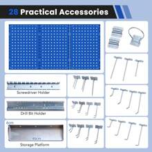 Wall-Mounted Pegboard Kit Tool Board Organizing Kit - 藍色 - 查看 9