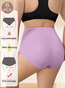 6 paquetes de bragas triangulares suaves y cómodas con aplicaciones de encaje para mujer de talla grande - Multicolor - Ver 5