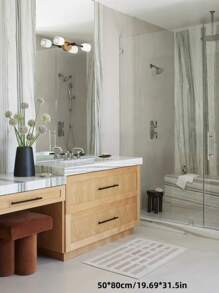 1 块现代横条纹地毯，现代简约设计，长走廊地毯，家居装饰，防污，舒适，防尘，易于清洁 - 彩色 - 查看 6