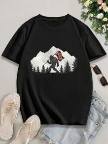 Valentine's Day Bigfoot T-Shirt - Funny Browns Fan Tee For Women