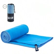 速干沙滩巾，采用超强吸水超细纤维材质，双面纯色柔软沙滩毯，便携式瑜伽健身毯，76*152厘米，家居浴室装饰，夏季海滩必备品 - 深藍 - 查看 7