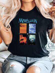 100% Cotton 1990 Marillion T-Shirt Seasons End Tour, Remake White Shirt, S-4XL TE6748 Designer Clothes Breathable Soft Stretched Stylish Streetwear Casual Summer Homme Top For Everyday Wear Slightly Print Round Neck Short Sleeve Comfortable Fashion For Women Graphic Unisex Versatile - Black - View 1