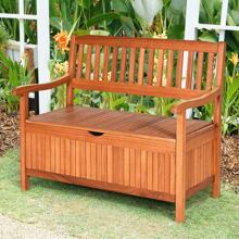 42'' Storage Bench Deck Box Solid Wood Seating Container Tools Toys W/Backrest - Nature - View 1