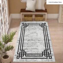 1 pieza Alfombra de área con patrón de cuadros geométricos [Terciopelo de cristal, fondo punteado, 5 mm de grosor] - Impermeable, antideslizante, fácil de limpiar, lavable a máquina, suave y cómoda, adecuada para felpudo, cocina, sala de estar, dormitorio, pasillo, baño, lavandería, decoración del hogar, decoración del baño, alfombra para exteriores, felpudo, decoración de otoño, accesorios de baño, de vuelta al colegio