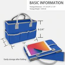 1pc Multi-Functional Storage Bag, Portable Tote Bag With Handles & Pockets, Wear-Resistant Oxford Storage Bag,Suitable For Artists,,Children, Teachers,Office Supplies Organizer Art Supplies - 藍色 - 查看 3