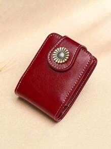 1pc Mini Cosmetic Case With Mirror, Elegant Faux Leather Lipstick Bag, Portable Makeup Pouch With Snap Closure - Versatile And Stylish For Daily Use And Travel
