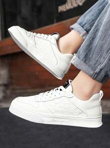 Elegantes Zapatos Para Correr Y Deportes Casuales Diarios Impermeables, Fáciles De Llevar Para Ir Al Trabajo Y Estudiantes Nuevo Zapatos Casuales Con Cordones Para Hombre - Blanco - Ver 1