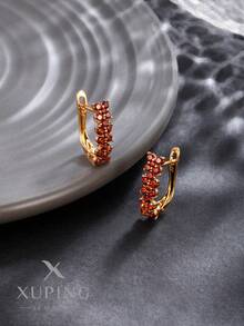 XUPING JEWELRY 1 对 XUPING 正品镀金耳环，设计简约百搭，适合作为女性礼物，礼盒包装 - 香檳色 - 查看 5