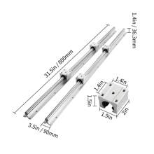 Linear Guide Rail Set, SBR20 800 To 1200mm, 2 PCS 31.5 To 47.2-Inch  In SBR20 Rails & 4 PCS SBR20UU Slide Blocks Or 4 SBR20UU Bearings. Ideal For CNC Machines Automation Projects And DIY Crafts - 800mm 31.5 in 4 PCS Blocks - 查看 9
