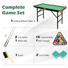 4FT Folding Billiards Table Portable Pool Game Table Set With 2 Cues 16 Balls - Green - View 5