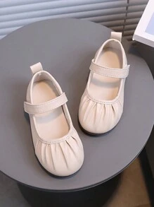 1 Đôi Giày Công Chúa Đế Mềm Đa Năng Thiết Kế Đơn Giản Trơn Cho Trẻ Em, Giày Đế Bằng Thường Ngày Thời Trang Cho Bé Gái - Màu be - Xem 11