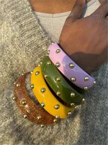Fashion Women's Colorful Candy Color Resin Bracelet With Inlaid Golden Beads - Bracelet - View 8
