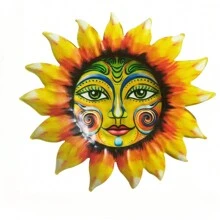 1 件铁艺太阳面装饰壁挂，金属太阳面户外墙壁装饰 - 彩色 - 查看 6