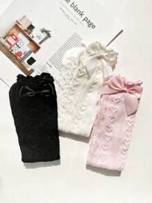 3 Pairs Butterfly Knee-High Socks Without Heel For Girls, Lolita Style Versatile For All Ages - Multicolor - View 4