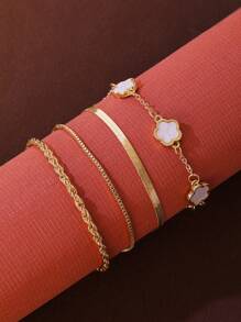 4 pièces/set Ensemble de bracelets minimalistes multicouches empilés