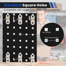 Wall-Mounted Pegboard Kit Tool Board Organizing Kit - 黑色 - 查看 2