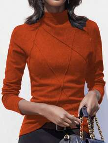 Dickes, thermisch gefüttertes Rollkragen-Unterhemd für Frauen, Herbst/Winter 2024 neue deutsche Fleece-Patchwork-Fischgrätmuster Mode Warm Base Layer Top