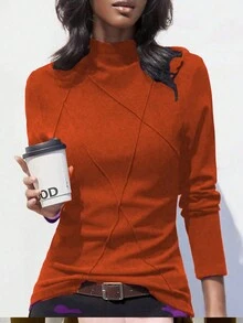 Dickes, thermisch gefüttertes Rollkragen-Unterhemd für Frauen, Herbst/Winter 2024 neue deutsche Fleece-Patchwork-Fischgrätmuster Mode Warm Base Layer Top