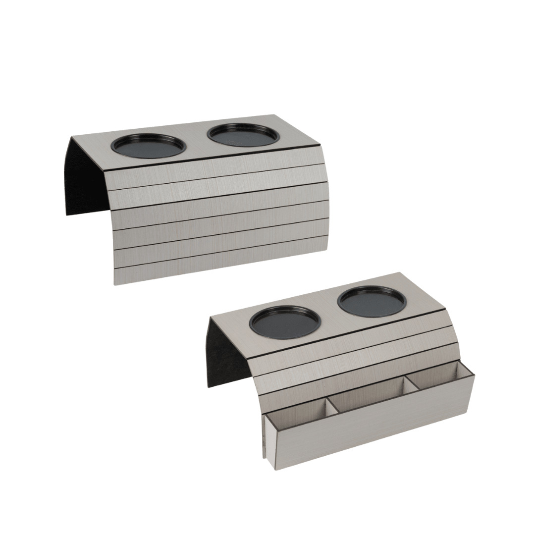 Kit 2 Cup Holder Tray And Control Holder Mat For Sofa Armrest - 灰色 - 查看 1