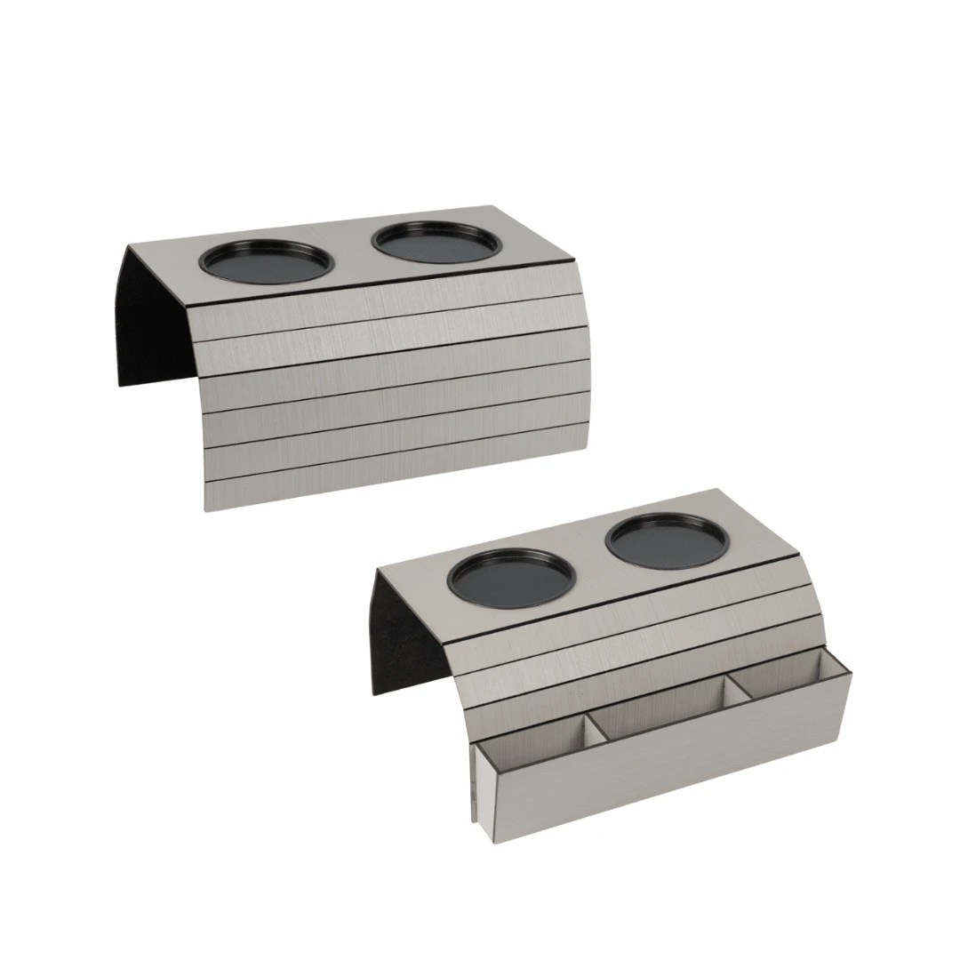 Kit 2 Cup Holder Tray And Control Holder Mat For Sofa Armrest - 灰色 - 查看 1