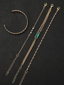 5 pièces/set Montre-bracelet à quartz avec cadran carré pour femme avec bracelet en acier + bracelet, design classique, sans boîte de montre incluse