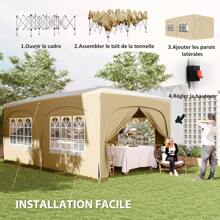 Outsunny 3 X 6m Outdoor Garden Gazebo, Pop Up Folding Gazebo, Adjustable Height, Carry Bag & Sandbags, UPF50+ Protection, Folding Marquee For Camping, Festival, Patio, Sand - 卡其色 - 查看 2