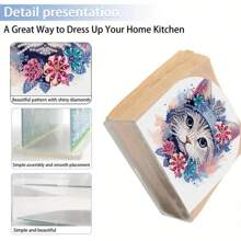 1pc Cute Dog & Cat Pattern DIY Diamond Painting Tissue Box Cover, Unique Crystal Rhinestone Design, Great For Home Decor, Desktop Accessory And Various Occasions