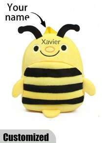 Custom Name Children Backpack, Cartoon Animal Backpack, Personalized Name School Bag, Cute Bee Children's Gift, Kindergarten School Bag, School Storage Bag, Stationery Storage Bag, Student Supplies, Kindergarten Supplies, Cartoon Backpack, Gift, Birthday Gift, Back To School Gift, New Year Gift, Boy Gift, Girl Gift