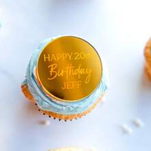 1Pc Custom Name Happy Birthday Cupcake Topper, Personalized Wood Or Acrylic Cupcake Topper, Mirrored Acrylic Cupcake Toppers For DIY Cupcake Decorations And Baking Decoration Supplies - Multicolor - View 2