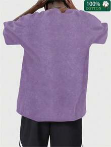 EWH Summer New American Plump Shuai Heavy Short-Sleeved T-Shirt Young Men And Women With The Same Fashion Brand Ins Street Crewneck Shirt DG004 - 紫色 - 查看 2