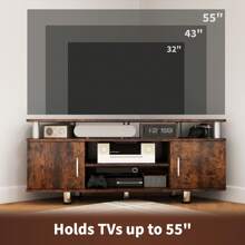 HOMCOM TV Unit Cabinet For TVs Up To 55 Inches With Storage Shelves And Cupboard, Entertainment Centre For Living Room, Rustic Brown - Brown - View 6