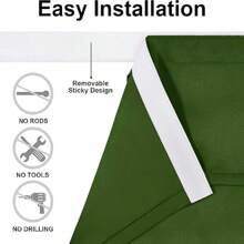 DWCN 2pcs French Door Curtains-Tie Up Thermal Insulated Window Door Panels Room Darkening Door Curtain With Adhesive Tape For Sidelight Door - 軍綠色 - 查看 2