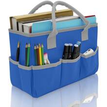 1pc Multi-Functional Storage Bag, Portable Tote Bag With Handles & Pockets, Wear-Resistant Oxford Storage Bag,Suitable For Artists,,Children, Teachers,Office Supplies Organizer Art Supplies - 藍色 - 查看 1