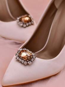 1 件手工制作的可拆卸水钻鞋夹，闪亮水晶鞋饰，适合高跟鞋和平底鞋，适合正式和商务场合 - 銀色 - 查看 6