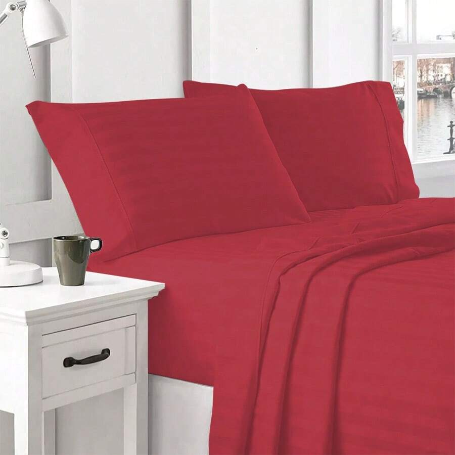 Cotton Touch Single Sheet Set, Ideal For Valentine's Day Gifts - 紫紅色 - 查看 1